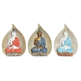 Figurine Décorative DKD Home Decor Bleu Rouge Orange Doré Buda Oriental 15,5 x 5 x 20,7 cm (3 Pièces) de DKD Home Decor, Obje...