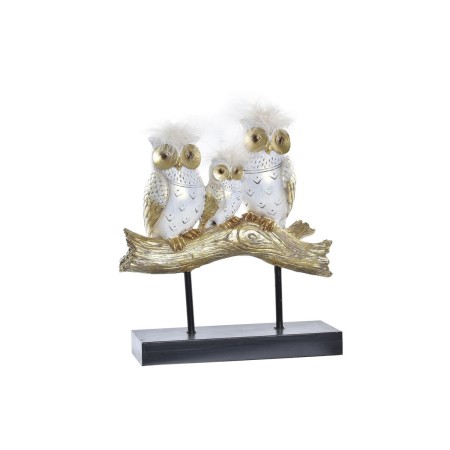 Figura Decorativa DKD Home Decor Tronco 24 x 9 x 26 cm Corujas Preto Dourado Branco | Tienda24 - Global Online Shop Tienda24.eu