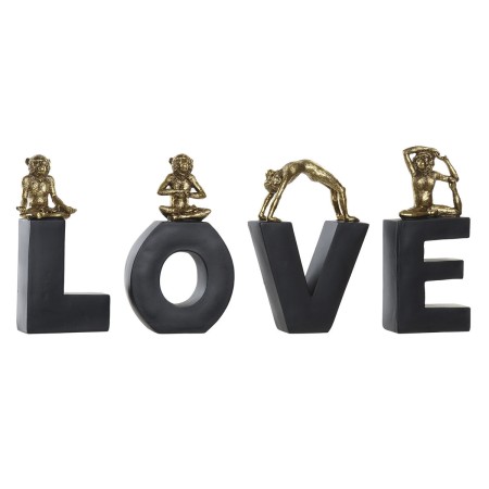 Figura Decorativa DKD Home Decor 4 Preto Dourado Resina Macaco Tropical (50 x 4,6 x 22,5 cm) de DKD Home Decor, Adornos - Ref...