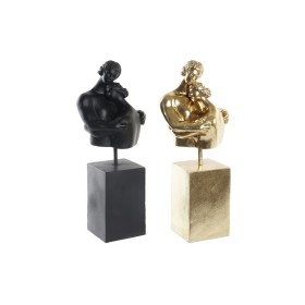 Figura Decorativa DKD Home Decor Parceiro Preto Dourado 15,5 x 13,5 x 37,5 cm (2 Unidades) de DKD Home Decor, Adornos - Ref: ...