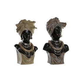 Figura Decorativa DKD Home Decor Negro Beige Colonial Africana 22 x 15 x 37 cm (2 Unidades) de DKD Home Decor, Adornos - Ref:...