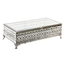 Caja-Joyero DKD Home Decor Cristal Plateado Metal (25,5 x 12,5 x 7,5 cm) de DKD Home Decor, Organizadores de joyas - Ref: S30...