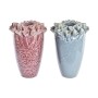 Vaso DKD Home Decor Cor de Rosa Turquesa Grés Flor Mediterrâneo 18 x 18 x 25 cm 16 x 16 x 26 cm (2 Unidades) de DKD Home Deco...