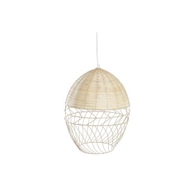 Candeeiro de teto DKD Home Decor Metal Branco Marrom claro Rotim 50 W (30 x 30 x 38 cm) de DKD Home Decor, Iluminação de teto...