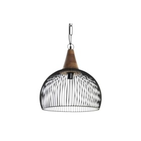 Candeeiro de teto DKD Home Decor Natural Preto Metal Madeira 50 W 36 x 36 x 40 cm de DKD Home Decor, Iluminação de teto inter...