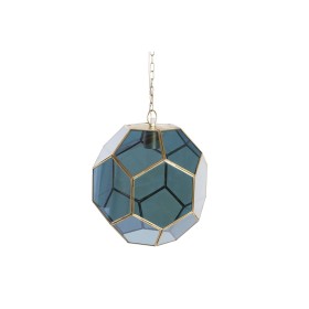 Suspension DKD Home Decor Verre Bleu Doré Laiton 50 W (28 x 28 x 31 cm) de DKD Home Decor, Plafonniers - Réf : S3031615, Prix...