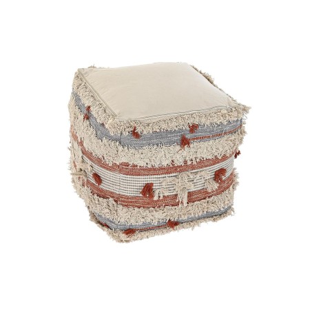 Cuscino DKD Home Decor Da terreno Righe Arancio 50 x 50 x 50 cm Bianco Boho di DKD Home Decor, Cuscini decorativi - Rif: S303...