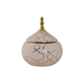 Guarda-Joias DKD Home Decor Porcelana Cor de Rosa Dourado 14 x 14 x 17 cm de DKD Home Decor, Organizadores de joias - Ref: S3...