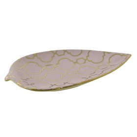 Centro de mesa DKD Home Decor 27,5 x 16 x 3 cm Cor de Rosa Dourado Oriental Cromado Folha de planta de DKD Home Decor, Adorno...