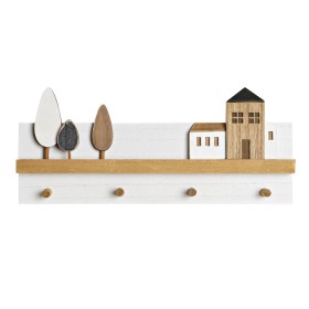 Bengaleiro de parede DKD Home Decor Madeira Casas Urbana 40 x 4 x 17 cm de DKD Home Decor, Bengaleiros de parede - Ref: S3032...