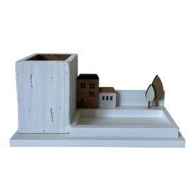 Contenitore per Sistemare Multiuso DKD Home Decor Portapenne Bianco Marrone Legno Metallo 30 x 40 cm 28 x 11 x 14 cm di DKD H...