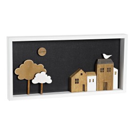 Decoração de Parede DKD Home Decor Branco Castanho Casas Urbana 40 x 3,5 x 20 cm de DKD Home Decor, Adornos - Ref: S3032101, ...