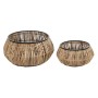 Set de Macetas DKD Home Decor Negro Natural Metal Ratán Cuadrado Bali 50 x 50 x 25,4 cm (2 Unidades) de DKD Home Decor, Macet...