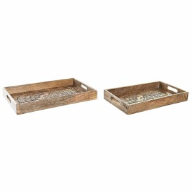 bandeja de aperitivos DKD Home Decor Marrom claro Natural Tropical Folha de planta 56 x 28 x 5 cm | Tienda24 - Global Online Shop Tienda24.eu