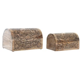 Scatola-Portagioie DKD Home Decor Marrone Legno di mango Marrone scuro 23 x 15 x 15 cm (2 Unità) di DKD Home Decor, Portagioi...