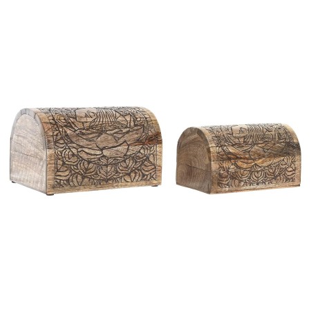 Guarda-Joias DKD Home Decor Castanho Madeira de mangueira Catanho escuro 23 x 15 x 15 cm (2 Unidades) de DKD Home Decor, Orga...