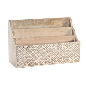 Organisateur polyvalent DKD Home Decor Blanc Naturel Bois de manguier 32 x 13 x 21 cm 33 x 12 x 21 cm Volets (12 Unités) de D...