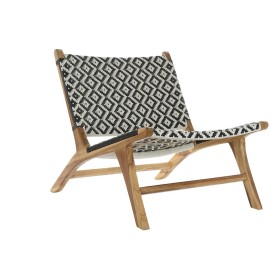 Siège DKD Home Decor Naturel Teck Noir Blanc PVC (65 x 80 x 68 cm) de DKD Home Decor, Fauteuils - Réf : S3032619, Prix : 198,...