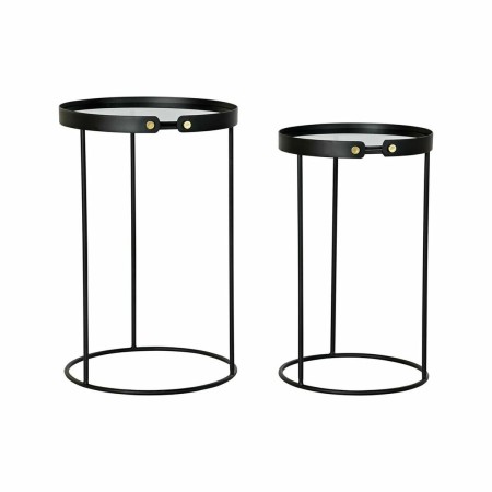 Set de 2 Tables Gigognes DKD Home Decor Noir Doré 30 x 40 cm 38 x 38 x 59 cm de DKD Home Decor, Tables - Réf : S3032729, Prix...