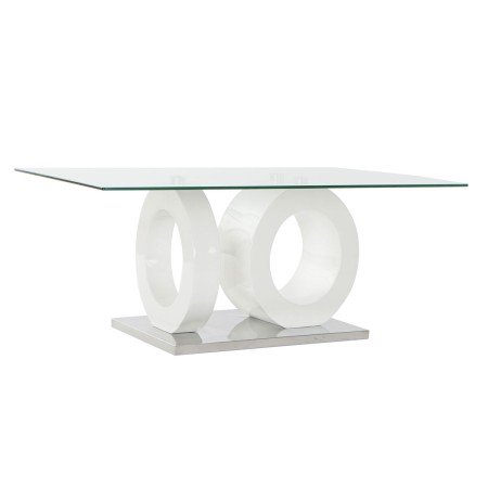 Mesa de Centro DKD Home Decor Blanco Transparente Madera Cristal Madera MDF 110 x 60 x 45 cm | Tienda24 - Global Online Shop Tienda24.eu