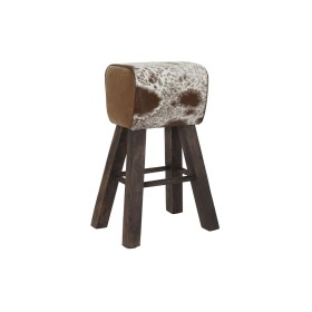 Stool DKD Home Decor Black Wood Brown Leather White (50 x 35 x 75 cm) by DKD Home Decor, Barstools - Ref: S3033107, Price: 16...