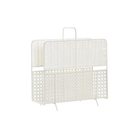 Magazine rack DKD Home Decor Natural Metal White wicker (36,5 x 15 x 41 cm) by DKD Home Decor, Magazine Files - Ref: S3033227...