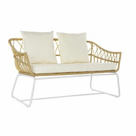 Sofá de Jardim DKD Home Decor Branco Metal Rotim sintético (132 x 58 x 80 cm) de DKD Home Decor, Sofás - Ref: S3033389, Preço...