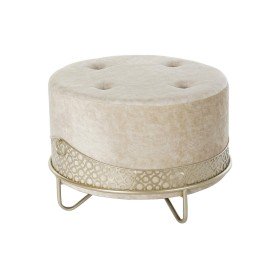 Footrest DKD Home Decor Golden Metal Polyester Light Pink (60 x 60 x 37.5 cm) | Tienda24 - Global Online Shop Tienda24.eu