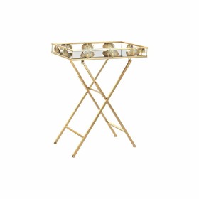 Side table DKD Home Decor Crystal Golden Metal Tropical Leaf of a plant (56 x 36 x 71 cm) by DKD Home Decor, Tables - Ref: S3...