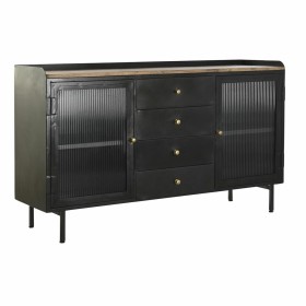 Sideboard DKD Home Decor Natural Black Golden Metal Mango wood (145 x 40 x 85 cm) by DKD Home Decor, Sideboards - Ref: S30337...