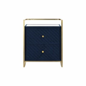 Mesa de Cabeceira DKD Home Decor 60 x 35 x 74 cm Cristal Azul Dourado de DKD Home Decor, Mesinhas de cabeceira - Ref: S303385...