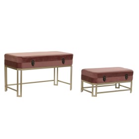 Banqueta DKD Home Decor Rosa Dorado Metal Terciopelo (80 x 40 x 47 cm) de DKD Home Decor, Sillas - Ref: S3033858, Precio: 227...