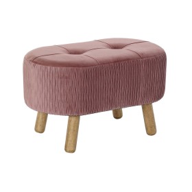 Banqueta DKD Home Decor Natural Cor de Rosa Madeira Veludo (60 x 35 x 36 cm) de DKD Home Decor, Cadeiras - Ref: S3033867, Pre...