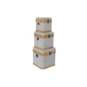 Juego de Cajas Decorativas DKD Home Decor Gris Madera Poliéster (3 pcs) de DKD Home Decor, Cajas - Ref: S3033878, Precio: 145...