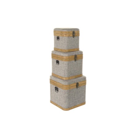 Juego de Cajas Decorativas DKD Home Decor Beige Natural Madera Metal 30 x 40 cm 40,5 x 40,5 x 41,5 cm (3 pcs) de DKD Home Dec...