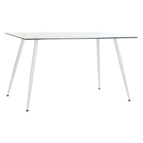 Mesa de Jantar DKD Home Decor Cristal Metal Branco (135 x 75 x 75 cm) de DKD Home Decor, Jogos de móveis - Ref: S3034110, Pre...