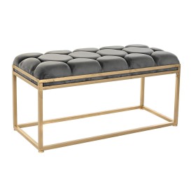 Banqueta DKD Home Decor Dourado Cinzento escuro Poliéster Metal 100 x 40 x 50 cm de DKD Home Decor, Cadeiras - Ref: S3034117,...