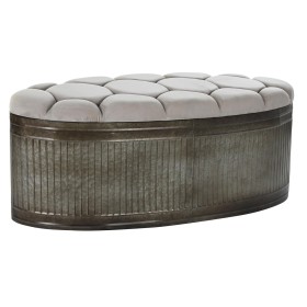 Banqueta DKD Home Decor Beige Metal Poliéster Marrón oscuro (121 x 44 x 47,5 cm) de DKD Home Decor, Sillas - Ref: S3034127, P...