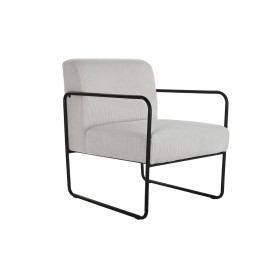 Poltrona DKD Home Decor Preto Poliéster Branco Ferro (64 x 74 x 79 cm) de DKD Home Decor, Cadeiras - Ref: S3034150, Preço: 25...