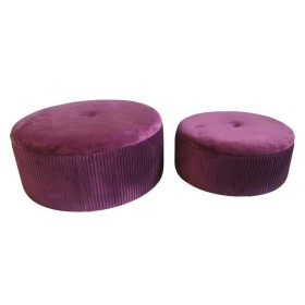 Repose-pied DKD Home Decor Polyester MDF Bordeaux (70 x 70 x 28 cm) de DKD Home Decor, Poufs et repose-pieds - Réf : S3034195...