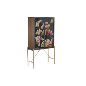 Aparador DKD Home Decor 85 x 35 x 155 cm Cristal Preto Cor de Rosa Dourado Metal Amarelo de DKD Home Decor, Armários e aparad...