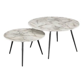 Jeu de 2 tables DKD Home Decor Blanc Doré 80 x 80 x 45 cm de DKD Home Decor, Tables - Réf : S3034295, Prix : 240,39 €, Remise...