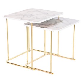 Conjunto de 2 mesas DKD Home Decor Branco Dourado 51 x 43 x 49 cm de DKD Home Decor, Jogos de móveis - Ref: S3034299, Preço: ...