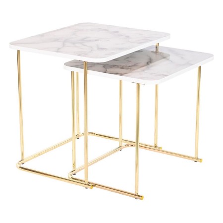 Jeu de 2 tables DKD Home Decor Blanc Doré 51 x 43 x 49 cm de DKD Home Decor, Tables - Réf : S3034299, Prix : 137,98 €, Remise...