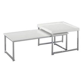 Mesa de Centro DKD Home Decor Blanco Transparente Madera Cristal Madera MDF 110 x 60 x 45 cm | Tienda24 - Global Online Shop Tienda24.eu