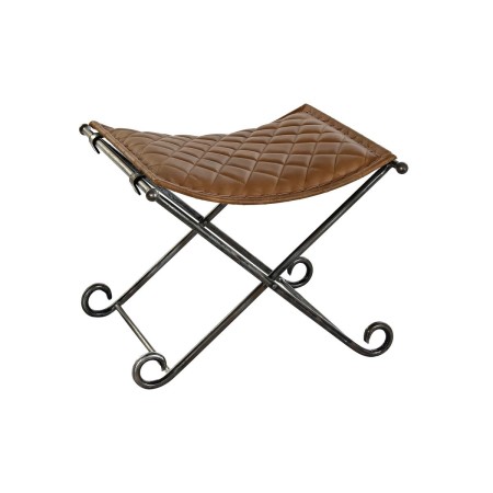 Butaca Pie de Cama DKD Home Decor Negro Metal Marrón Piel (53 x 45 x 44 cm) de DKD Home Decor, Bancos de tocador - Ref: S3034...