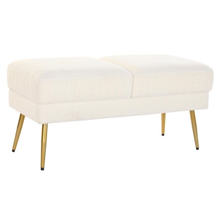 Banquette DKD Home Decor 106 x 45 x 50 cm Doré Métal Blanc de DKD Home Decor, Chaises - Réf : S3034369, Prix : 159,38 €, Remi...