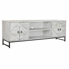 Móvel de TV DKD Home Decor 180 x 40 x 60 cm Preto Metal Branco Madeira de mangueira de DKD Home Decor, Mesas e suportes para ...