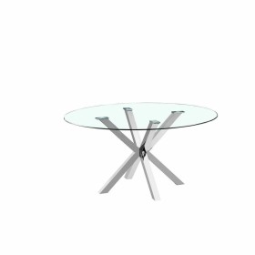 Tavolo da Pranzo DKD Home Decor 110 x 110 x 76 cm Cristallo Argentato Acciaio di DKD Home Decor, Tavoli da sala da pranzo - R...