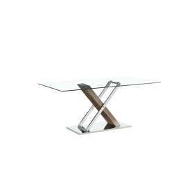 Dining Table DKD Home Decor 180 x 100 x 78 cm Silver Brown Steel Dark brown MDF Wood by DKD Home Decor, Dining Tables - Ref: ...